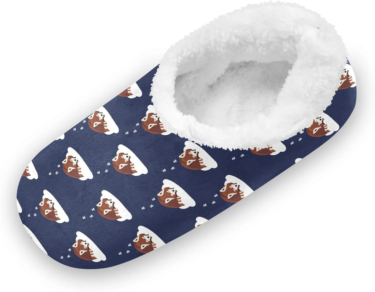 Kids Winter Slippers Lovely Red Panda Pattern Animal Warm Soft Non Slip House Slippers for Boys Girls Indoor