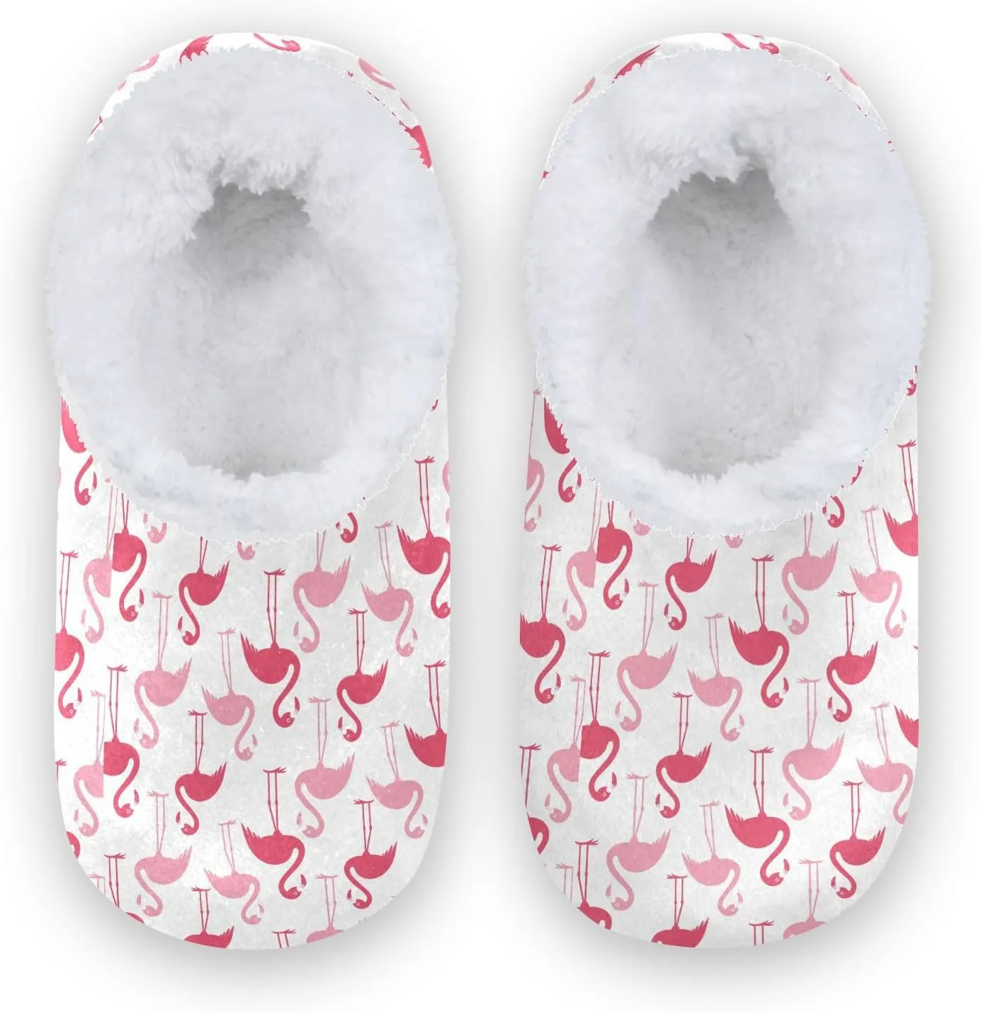 Kids Winter Slippers Pink Flamingo Seamless Tropical Birds Warm Soft Non Slip House Slippers for Boys Girls Indoor