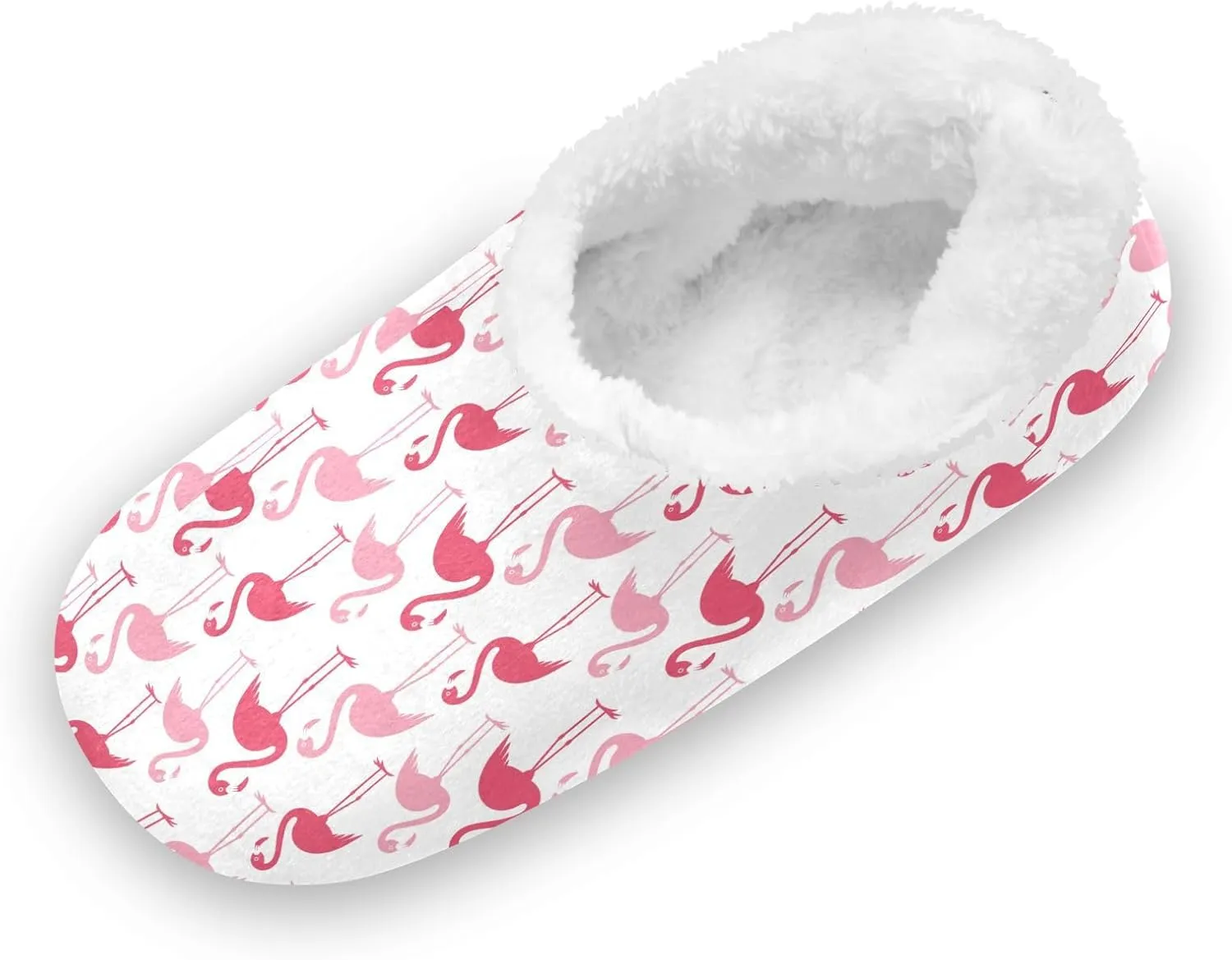 Kids Winter Slippers Pink Flamingo Seamless Tropical Birds Warm Soft Non Slip House Slippers for Boys Girls Indoor