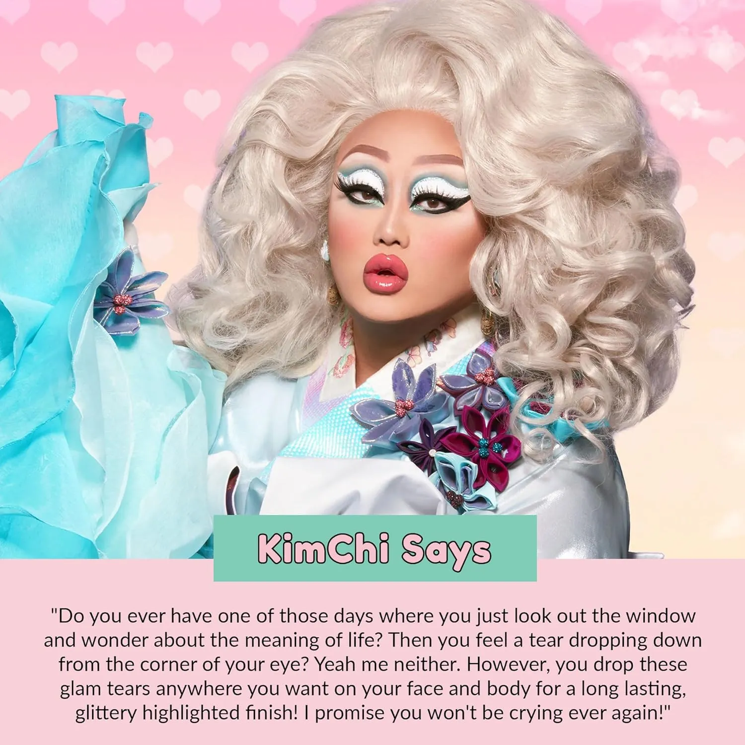 KimChi Chic Beauty Glam Tears Liquid Highlighter, Cheek Shimmer and Body Glitter, Sun-Kissed and Glowing Skin, Luminous Finish, Vegan Makeup, Gold Highlighter, 0.56 fl oz