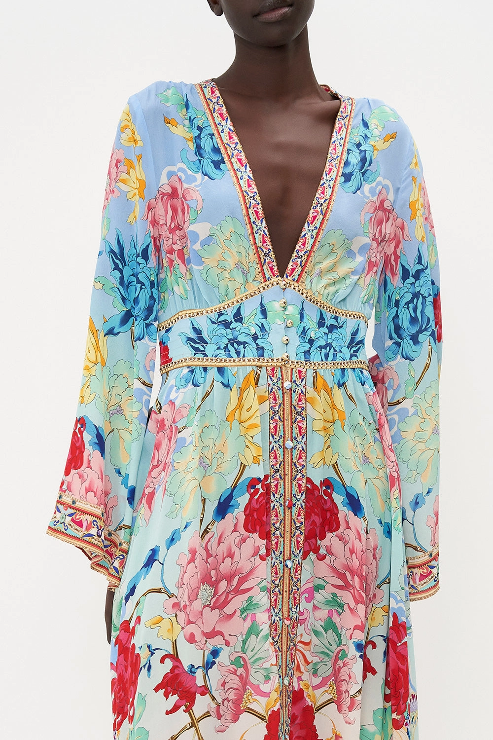 KIMONO SLEEVE DRESS WITH SHIRRING DETAIL GO STAG