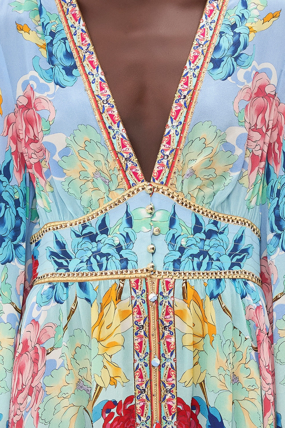 KIMONO SLEEVE DRESS WITH SHIRRING DETAIL GO STAG