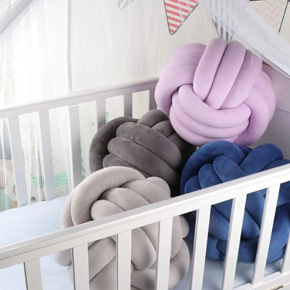 Knot Pillow Ball Round Cushion Pillows, Children Room Decoration Plush Toys Calming Stress Relief Toy (Dark Gray,11in/28cm)