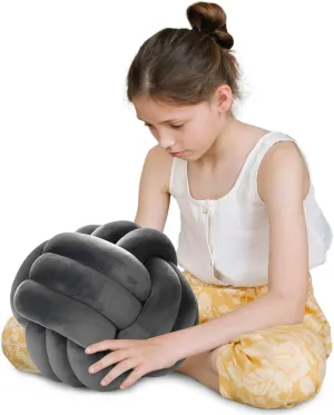 Knot Pillow Ball Round Cushion Pillows, Children Room Decoration Plush Toys Calming Stress Relief Toy (Dark Gray,11in/28cm)