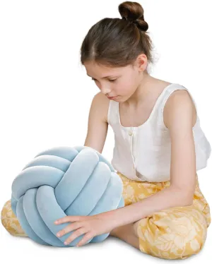 Knot Pillow Ball Round Cushion Pillows, Children Room Decoration Plush Toys Calming Stress Relief Toy (Light Blue,11in/28cm)