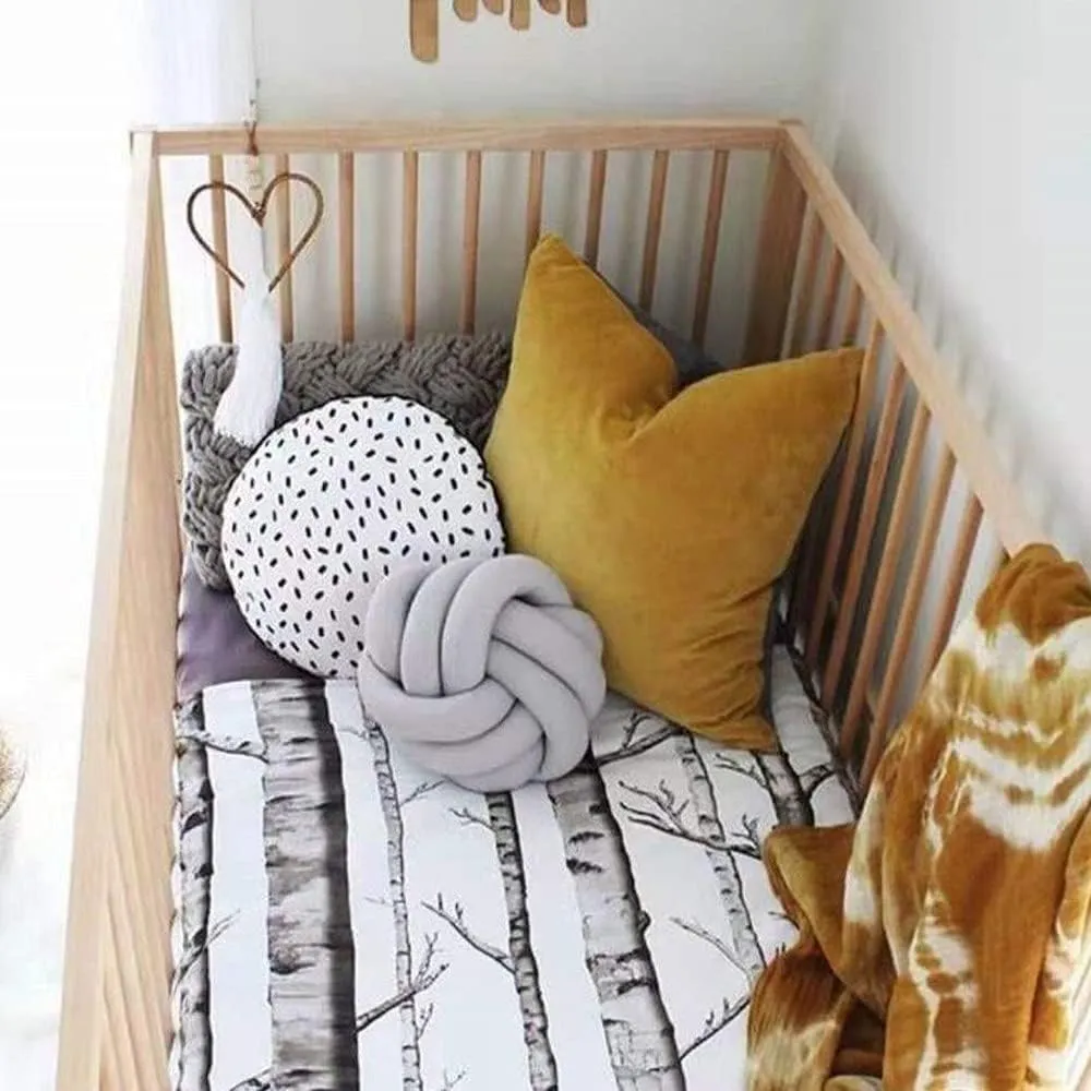 Knot Pillow Ball Round Cushion Pillows, Children Room Decoration Plush Toys Calming Stress Relief Toy (Light Gray,11in/28cm)