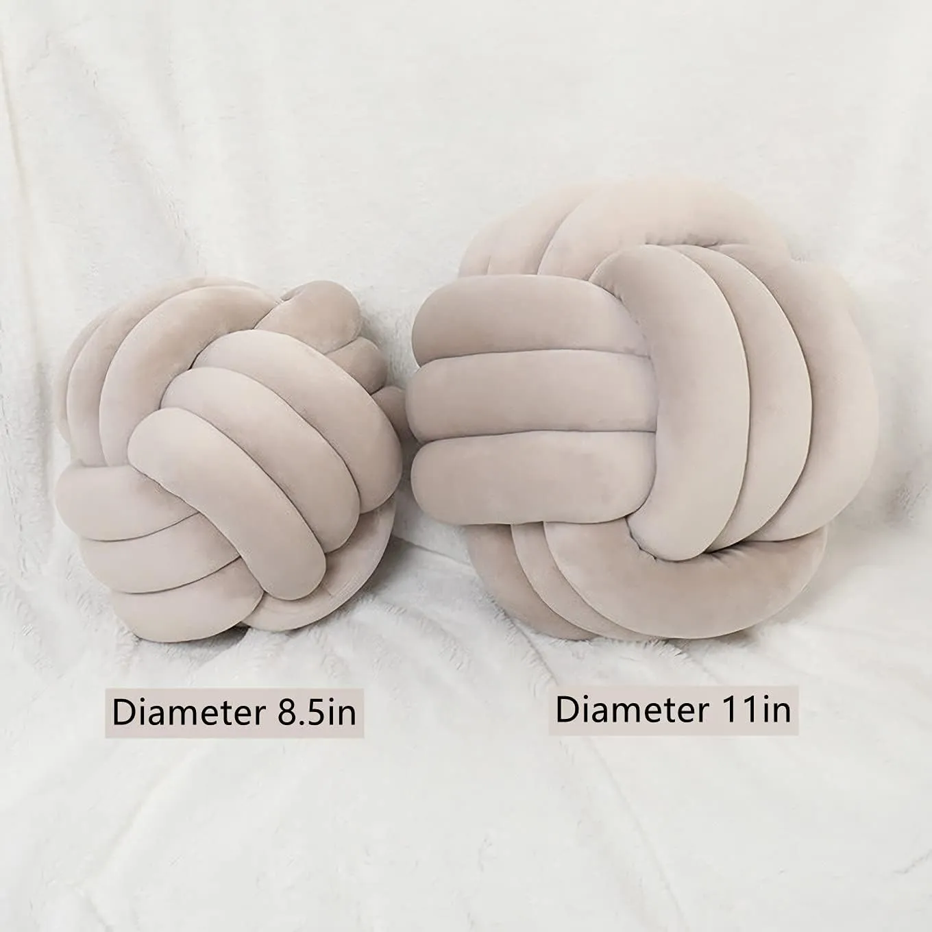Knot Pillow Ball Round Cushion Pillows, Children Room Decoration Plush Toys Calming Stress Relief Toy (Light Gray,11in/28cm)