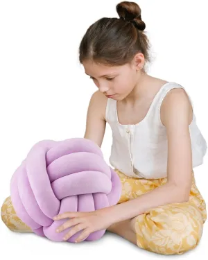 Knot Pillow Ball Round Cushion Pillows, Children Room Decoration Plush Toys Calming Stress Relief Toy (Light Purple,11in/28cm)