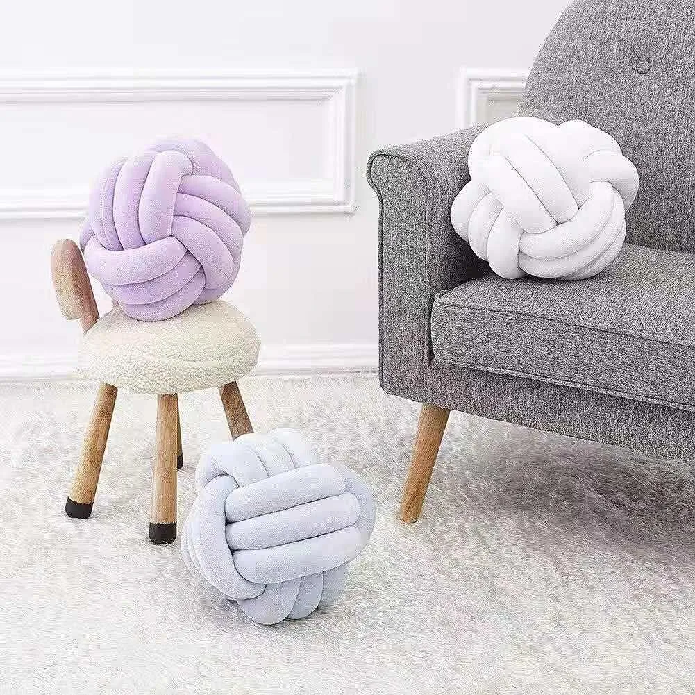 Knot Pillow Ball Round Cushion Pillows, Children Room Decoration Plush Toys Calming Stress Relief Toy (Light Purple,11in/28cm)