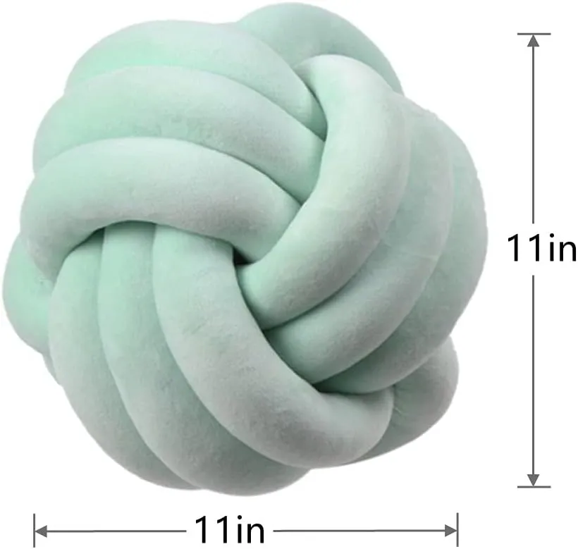 Knot Pillow Ball Round Cushion Pillows, Children Room Decoration Plush Toys Calming Stress Relief Toy (Mint,11in/28cm)