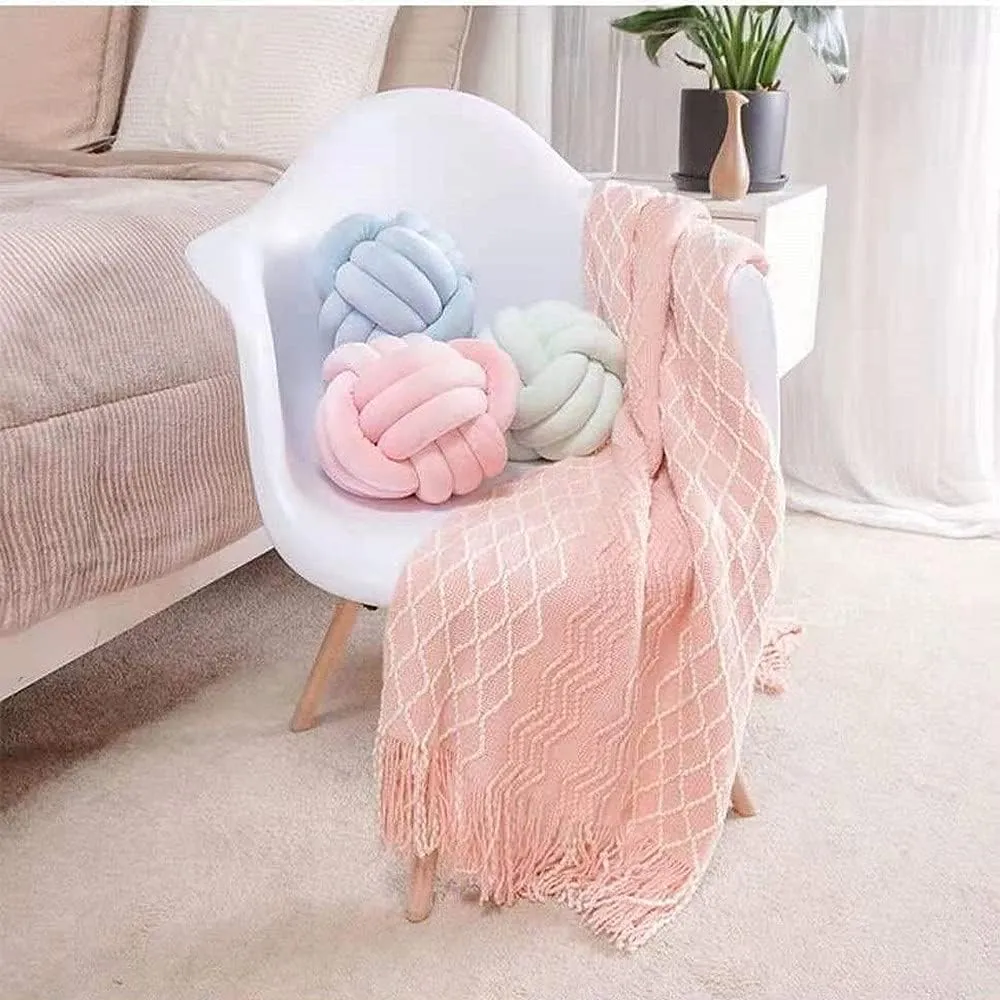 Knot Pillow Ball Round Cushion Pillows, Children Room Decoration Plush Toys Calming Stress Relief Toy (Mint,11in/28cm)