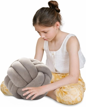 Knot Pillow Ball Round Cushion Pillows, Children Room Decoration Plush Toys Calming Stress Relief Toy (Light Gray,11in/28cm)