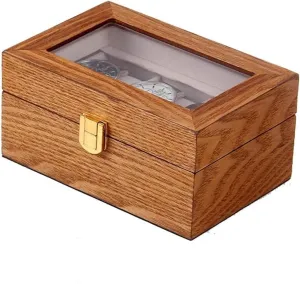 KYUSAR Watch Box Watch Holder Watch Organizer Display Vintage Wood 3 Slots Watch Box Case Organizer Display Holder Clear Top Lockable Watch Case (Color : Brown, Size : 16.5 * 11 * 8cm)