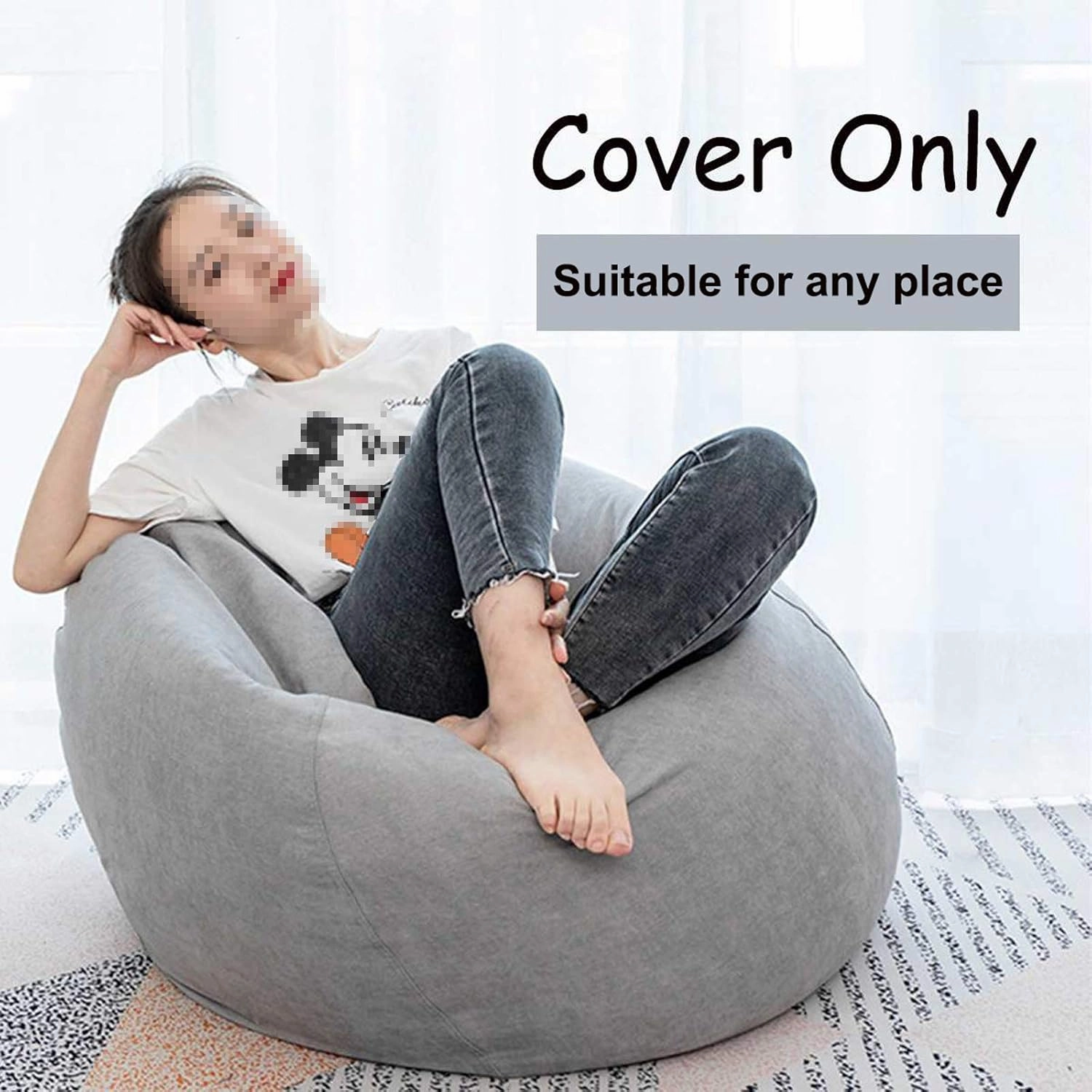 Lazy Sofa Cover Without Filler for Adults and Children Armchair Cover Complies with Ergonomic Design with Hidden Zip Design 3 Sizes,Brown,S