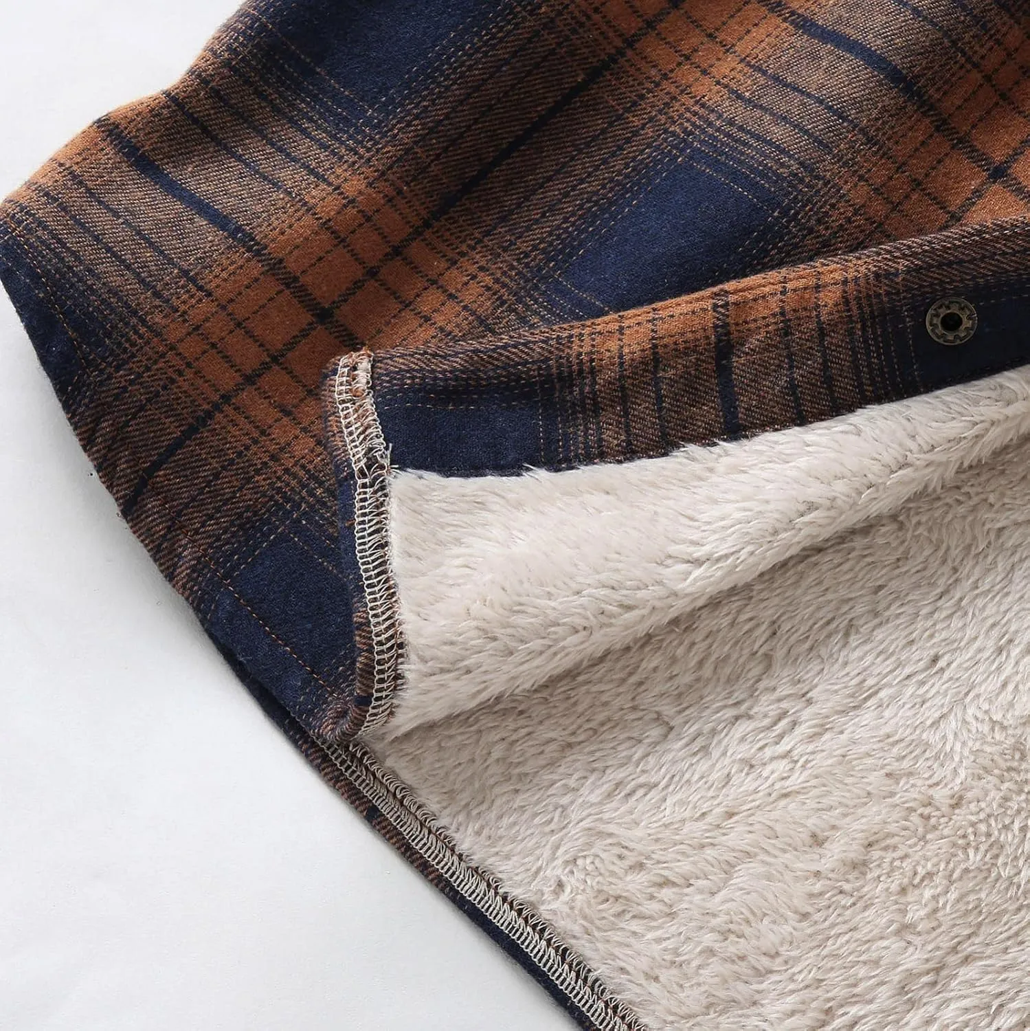 LCMTWX Men's Hooded Shirt Jacket Plaid Pocket Hooded Loose Coat Plus Velvet Shirt Top Casual Long Sleeve Lined Hooded Plaid