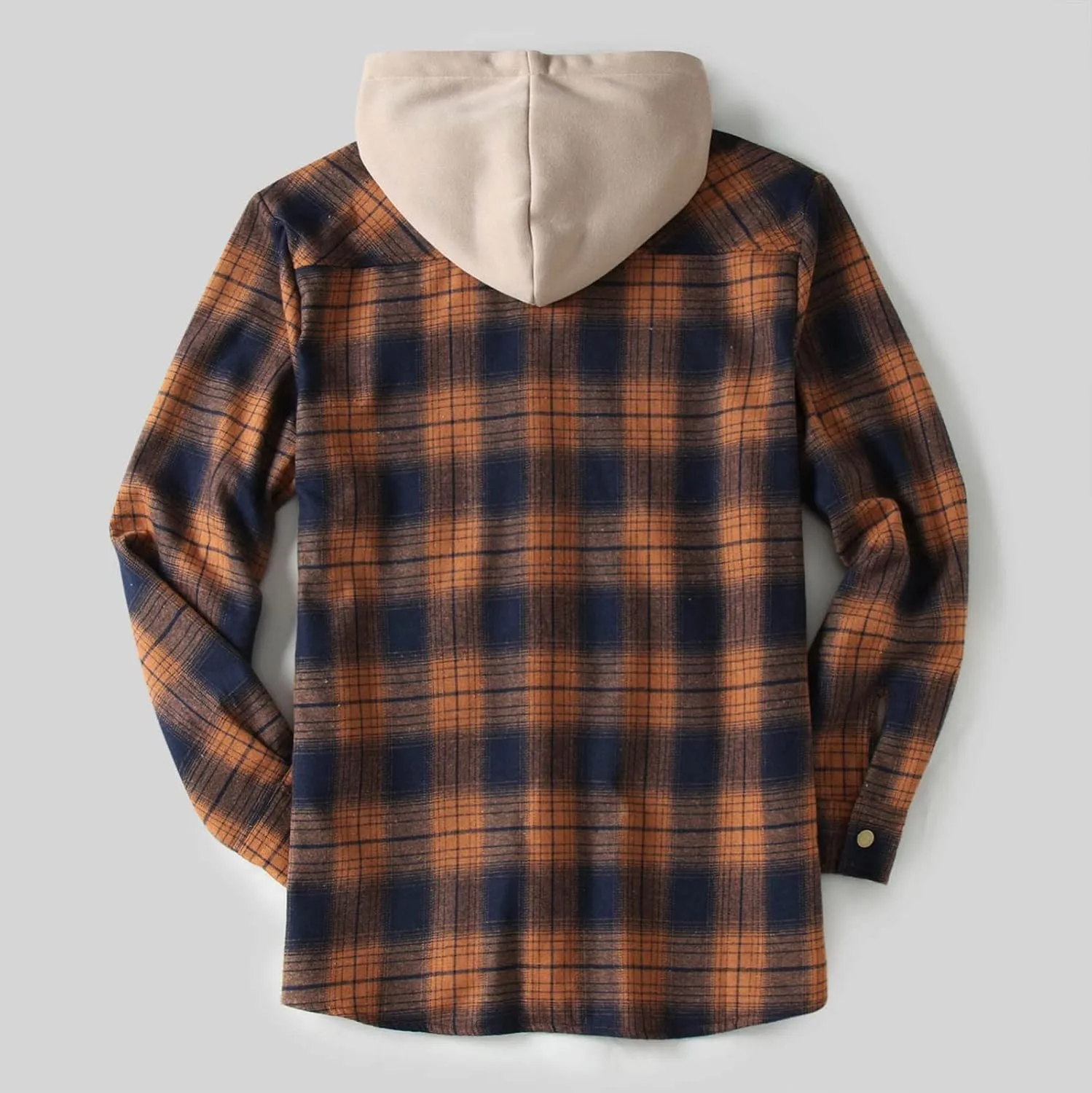 LCMTWX Men's Hooded Shirt Jacket Plaid Pocket Hooded Loose Coat Plus Velvet Shirt Top Casual Long Sleeve Lined Hooded Plaid