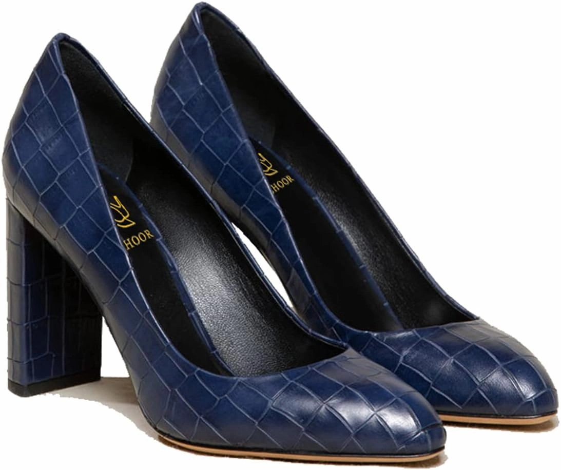 LEHOOR Women Chunky Block High Heel Pumps Shoes Pointed Closed Toe Slip On 3" Heels Dress Sandals Suede Crocodile Patent Leather Work Shoe Office Ladies Formal Dressy Wedding Party Retro 4-11 M US