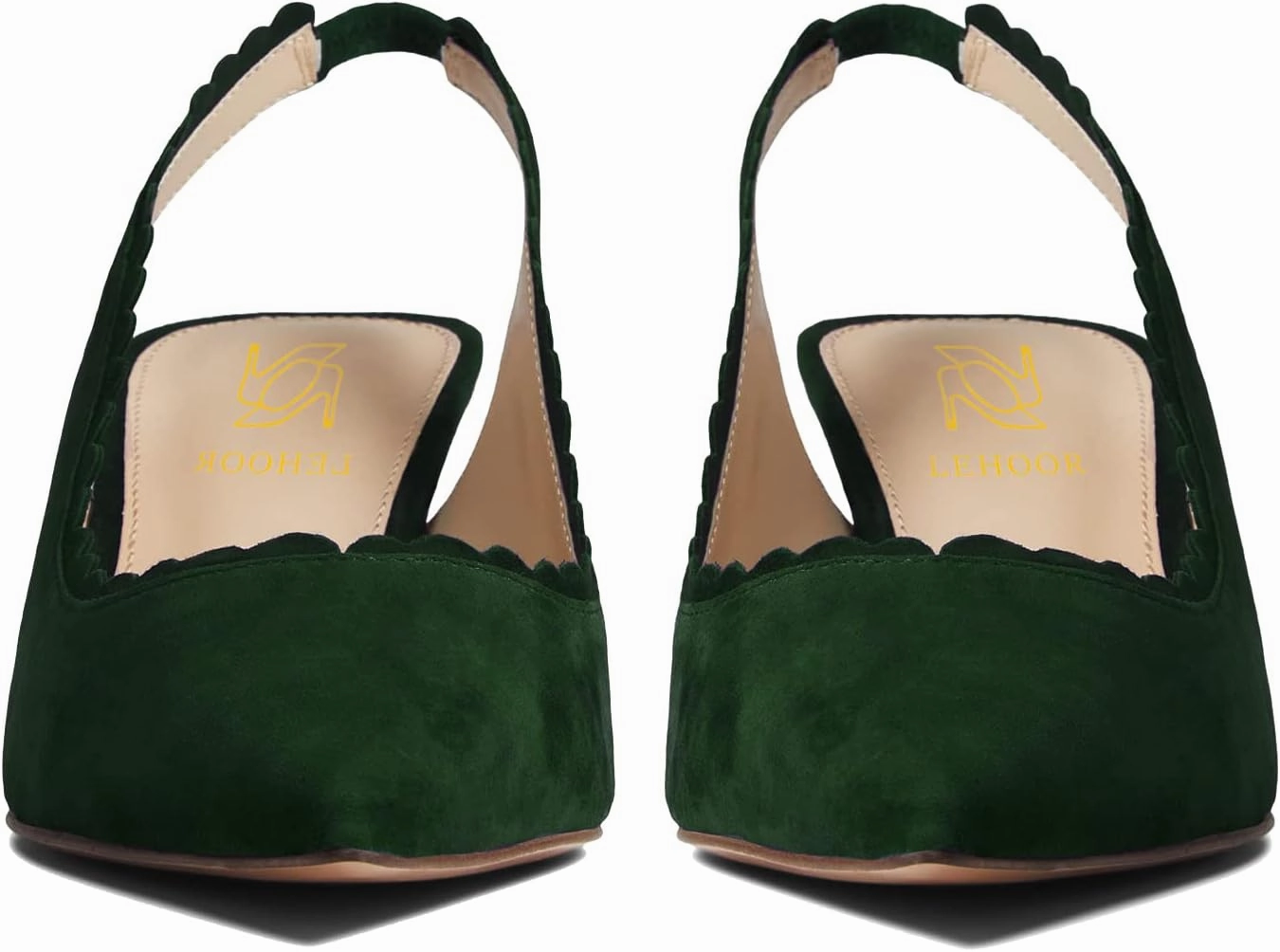 LEHOOR Women Kitten Heel Slingback Pumps Shoes Pointed Closed Toe Elastic Ankle Strap Suede Dress Sandals 2.5" Heels Classic Office Work Pump Dressy Elegant Wedding Evening Shoes Comfort 4-11 M US