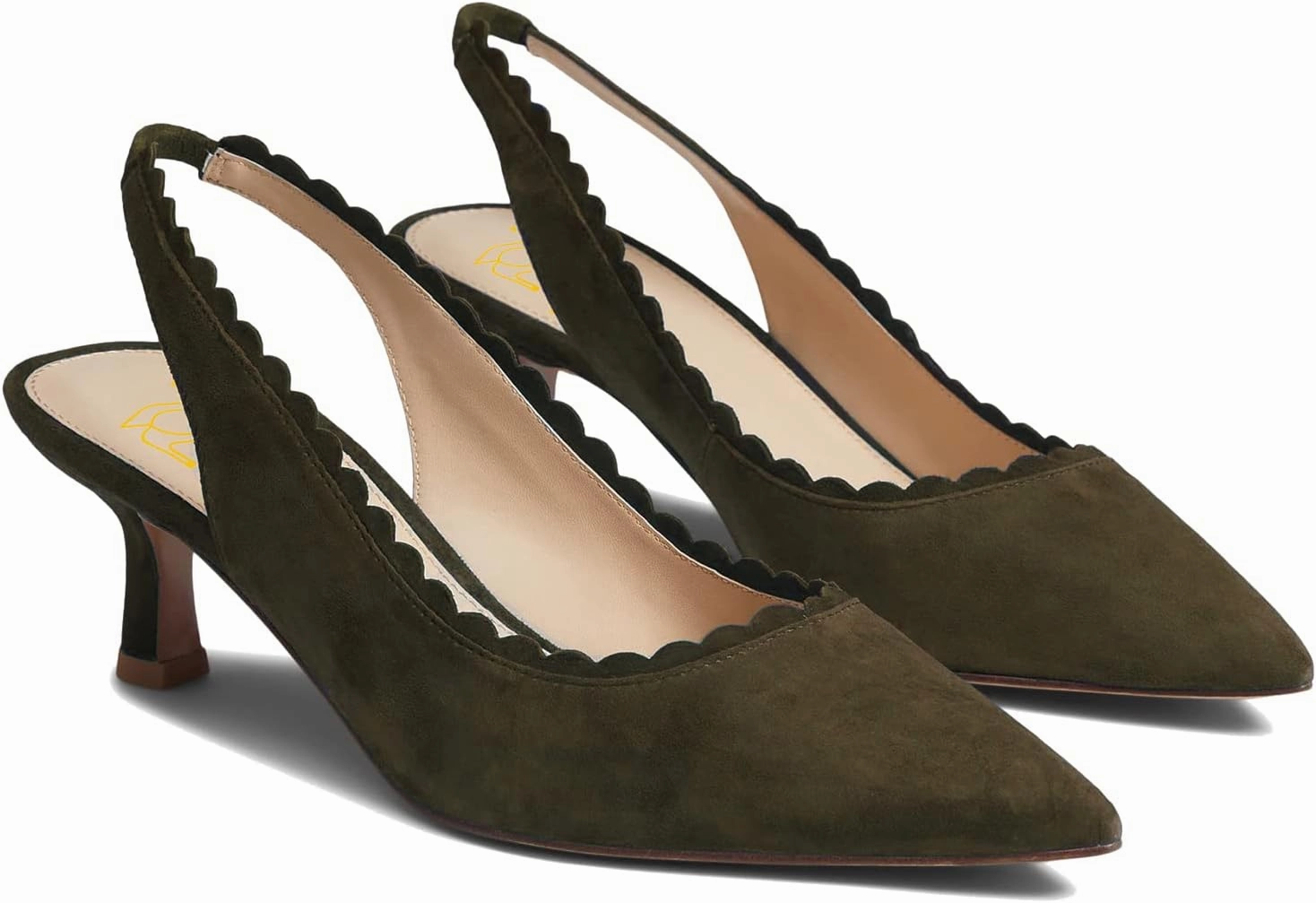 LEHOOR Women Kitten Heel Slingback Pumps Shoes Pointed Closed Toe Elastic Ankle Strap Suede Dress Sandals 2.5" Heels Classic Office Work Pump Dressy Elegant Wedding Evening Shoes Comfort 4-11 M US