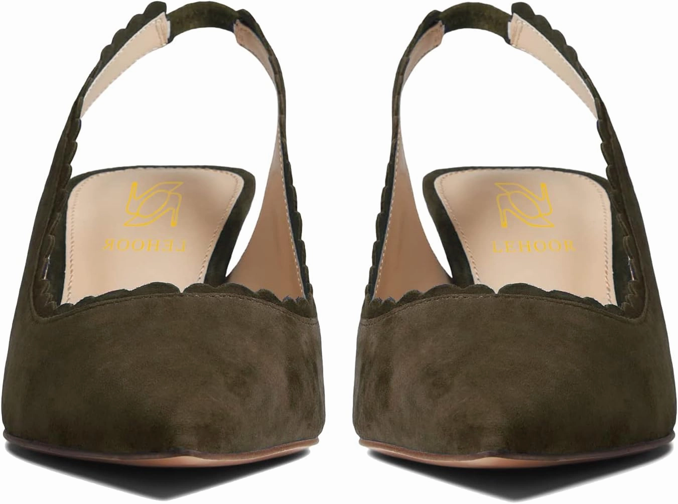 LEHOOR Women Kitten Heel Slingback Pumps Shoes Pointed Closed Toe Elastic Ankle Strap Suede Dress Sandals 2.5" Heels Classic Office Work Pump Dressy Elegant Wedding Evening Shoes Comfort 4-11 M US
