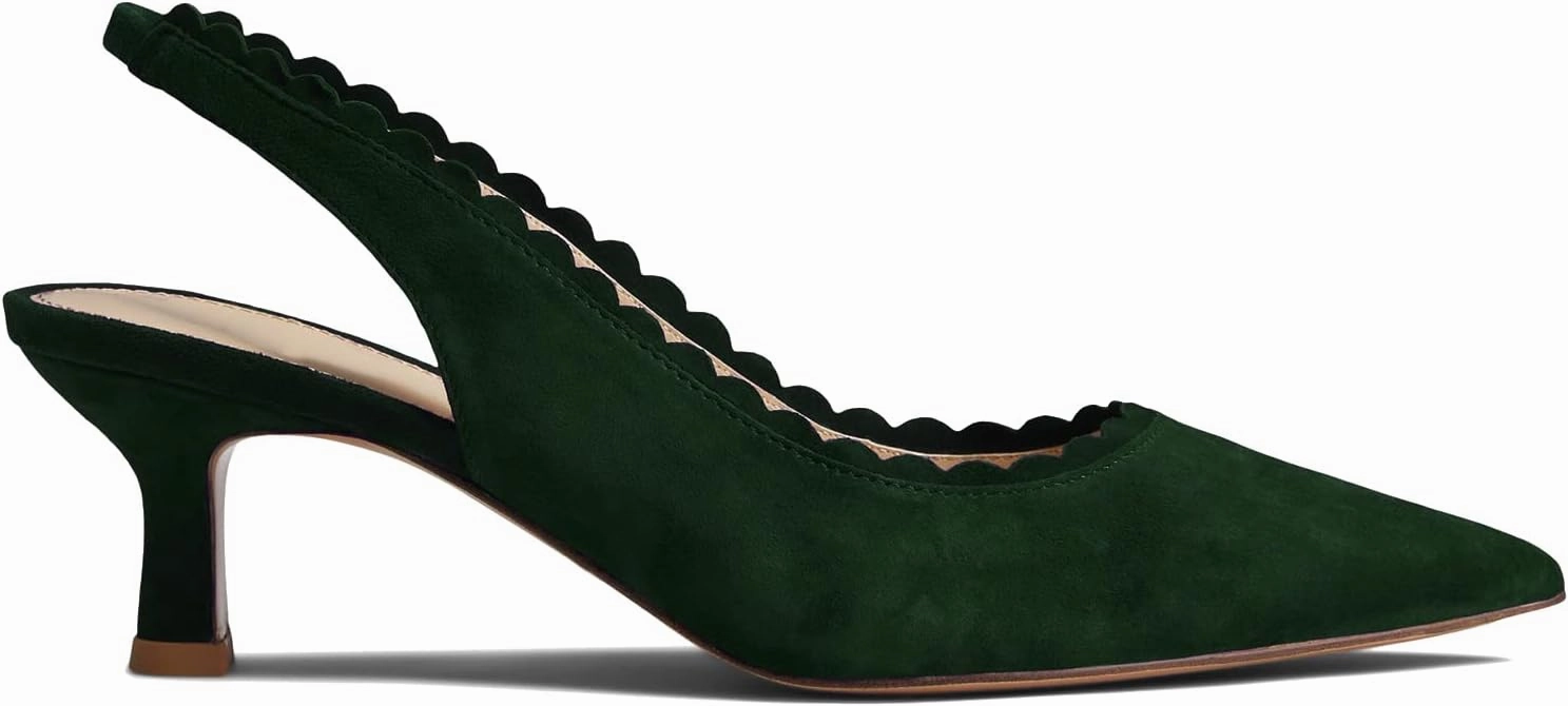 LEHOOR Women Kitten Heel Slingback Pumps Shoes Pointed Closed Toe Elastic Ankle Strap Suede Dress Sandals 2.5" Heels Classic Office Work Pump Dressy Elegant Wedding Evening Shoes Comfort 4-11 M US