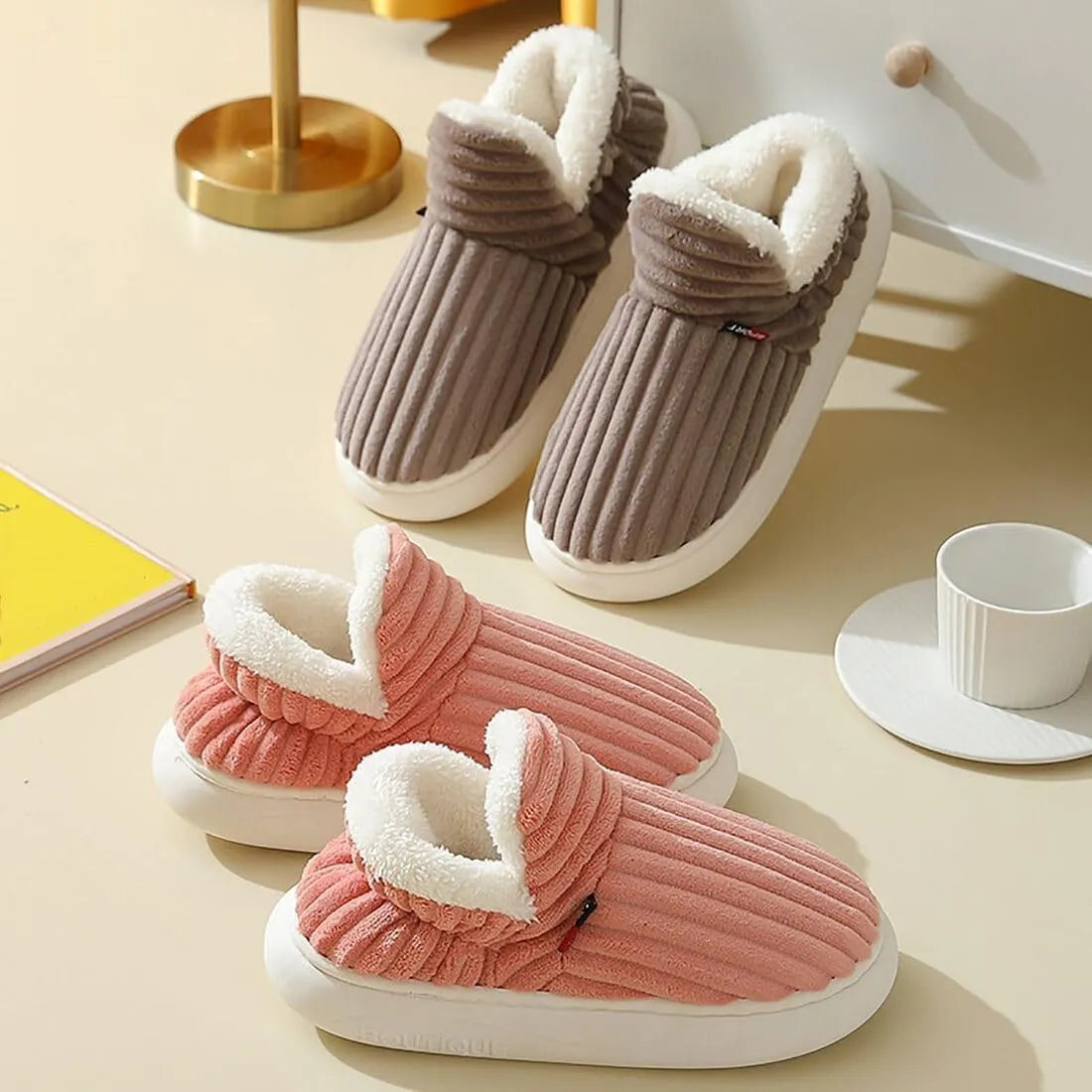 LELEBEAR Pluffi Slipper Booties Women, Pluffi The Cozy Stylish Slipper, Winter Cozy Warm Plush Lining Slippers