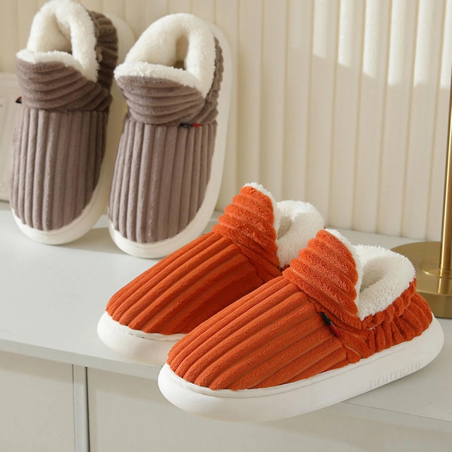 LELEBEAR Pluffi Slipper Booties Women, Pluffi The Cozy Stylish Slipper, Winter Cozy Warm Plush Lining Slippers