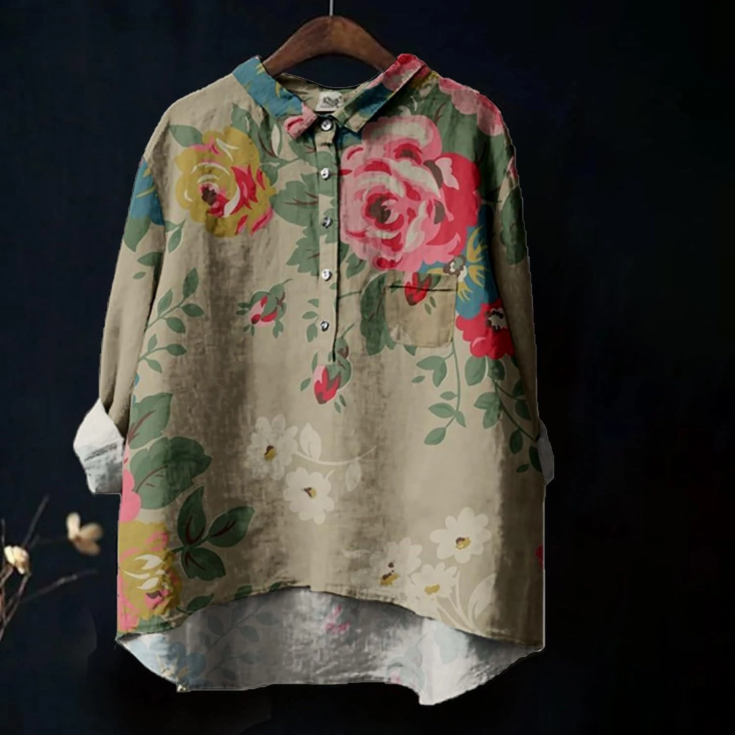 Linen Button Up Shirts for Women Linen Shirts for Women Sleeve Down Blouses Tops Gauze Cotton Beach Wear Store