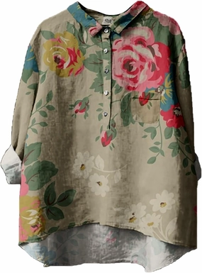 Linen Button Up Shirts for Women Linen Shirts for Women Sleeve Down Blouses Tops Gauze Cotton Beach Wear Store