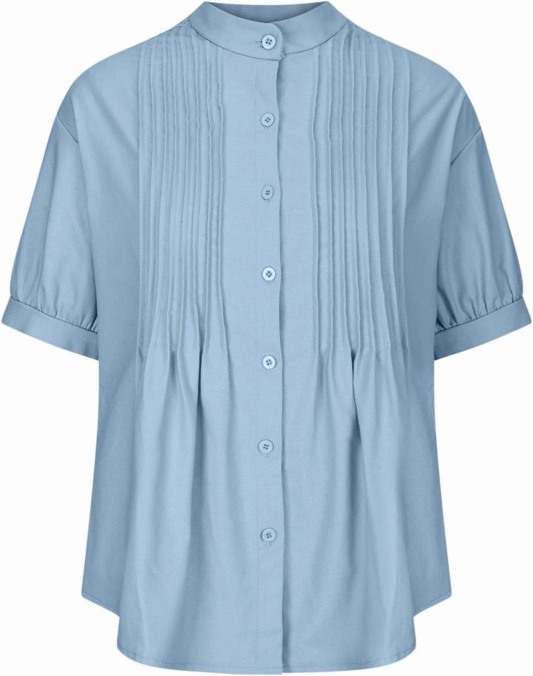 Linen Shirts for Women Casual Half Sleeve High Neck Blouses Casual Cotton Linen Lightweight Summer Boho Tops