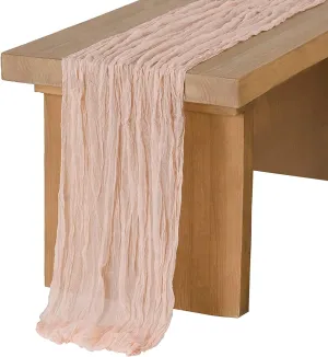Ling's Moment 14ft Blush Cheesecloth Table Runner Gauze Sheer Extra Long Dusty Pink Table Runners for Wedding Party Bridal Shower(Blush, 14ft x 35")