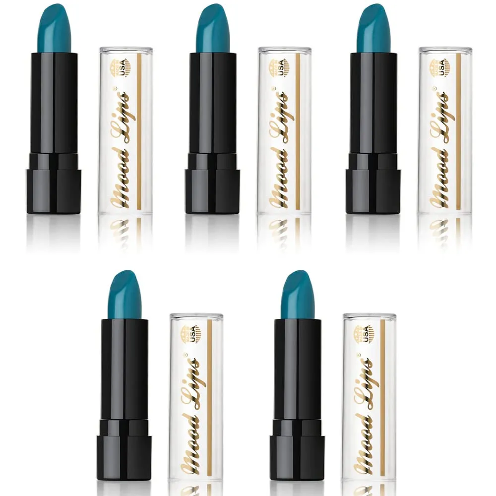 Lipstick pH Color Changing Long Lasting Magic Custom Lip Shade Made in the USA 12 hour long lasting non transfer with Vitamins A, C, & E, and Aloe Vera (Blue (Pack of 5))