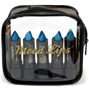 Lipstick pH Color Changing Long Lasting Magic Custom Lip Shade Made in the USA 12 hour long lasting non transfer with Vitamins A, C, & E, and Aloe Vera (Blue (Pack of 5))