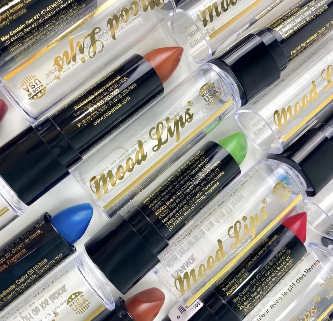 Lipstick pH Color Changing Long Lasting Magic Custom Lip Shade Made in the USA 12 hour long lasting non transfer with Vitamins A, C, & E, and Aloe Vera (Blue (Pack of 5))