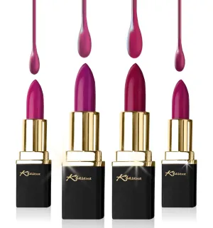 Lipstick Set. Long Lasting Gift Set. Moisturizing Formula, Infused with Vitamin E and Vitamin C. Multi Finish Lip Makeup Cream Gloss & Matte. Pack of 4. Berry Collection