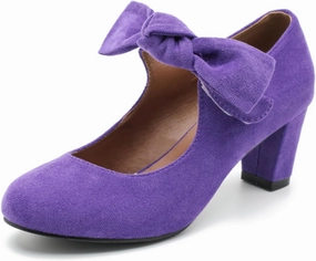 LIURUIJIA Women's Bow Mary Jane Low Block Heel Pumps Round Toe Ankle Strap Wedding Evening Party Dress Shoes