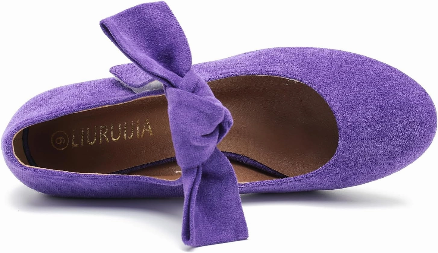 LIURUIJIA Women's Bow Mary Jane Low Block Heel Pumps Round Toe Ankle Strap Wedding Evening Party Dress Shoes