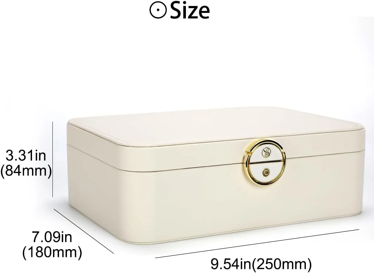 Lockable jewelry box, double-layer jewelry storage box, jewelry storage， large jewelry boxes.jewelry organizer, modern style. (Pink)