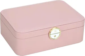 Lockable jewelry box, double-layer jewelry storage box, jewelry storage， large jewelry boxes.jewelry organizer, modern style. (Pink)