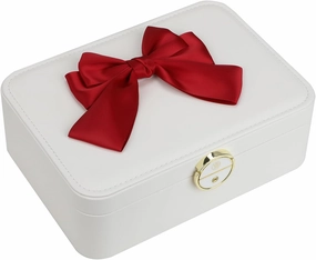 Lockable jewelry box, double-layer jewelry storage box, jewelry storage，Store large and small jewelry hair accessories, modern style. (Rose Red)