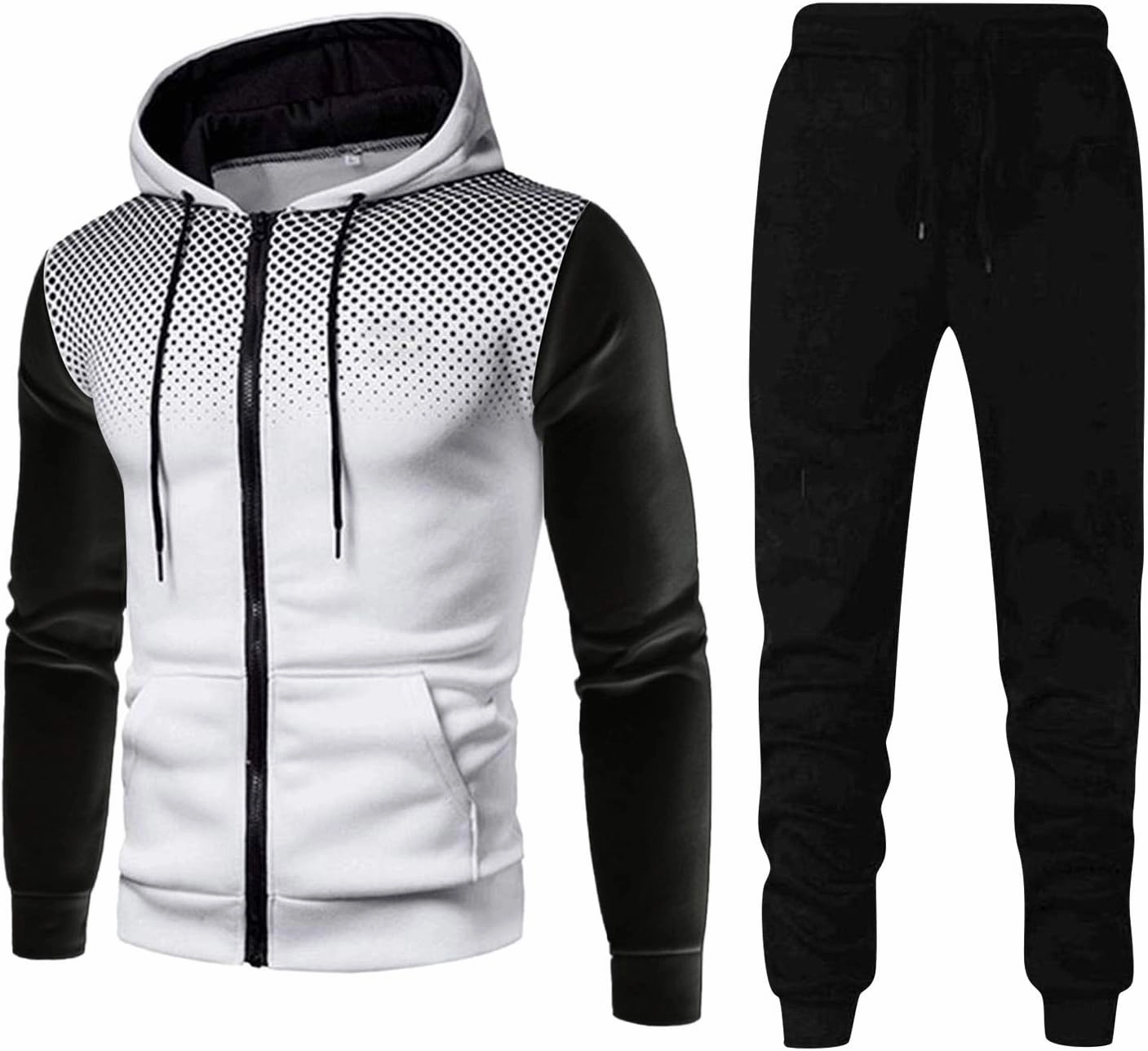 Long Sleeve Gym Workout Sets Fall Zip Hooded Sweatshirts With Pocket Sweatpant Workout Sport 2 Piece Outfits 2023