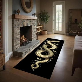Long Snake Runner Rug 2x7ft Aesthetic Python Serpent Art Decor Hallway Rug Low Pile Non-Shedding Washable Kitchen Mat Stain Resistant Anti-Slip Dining Room Laundry Rug