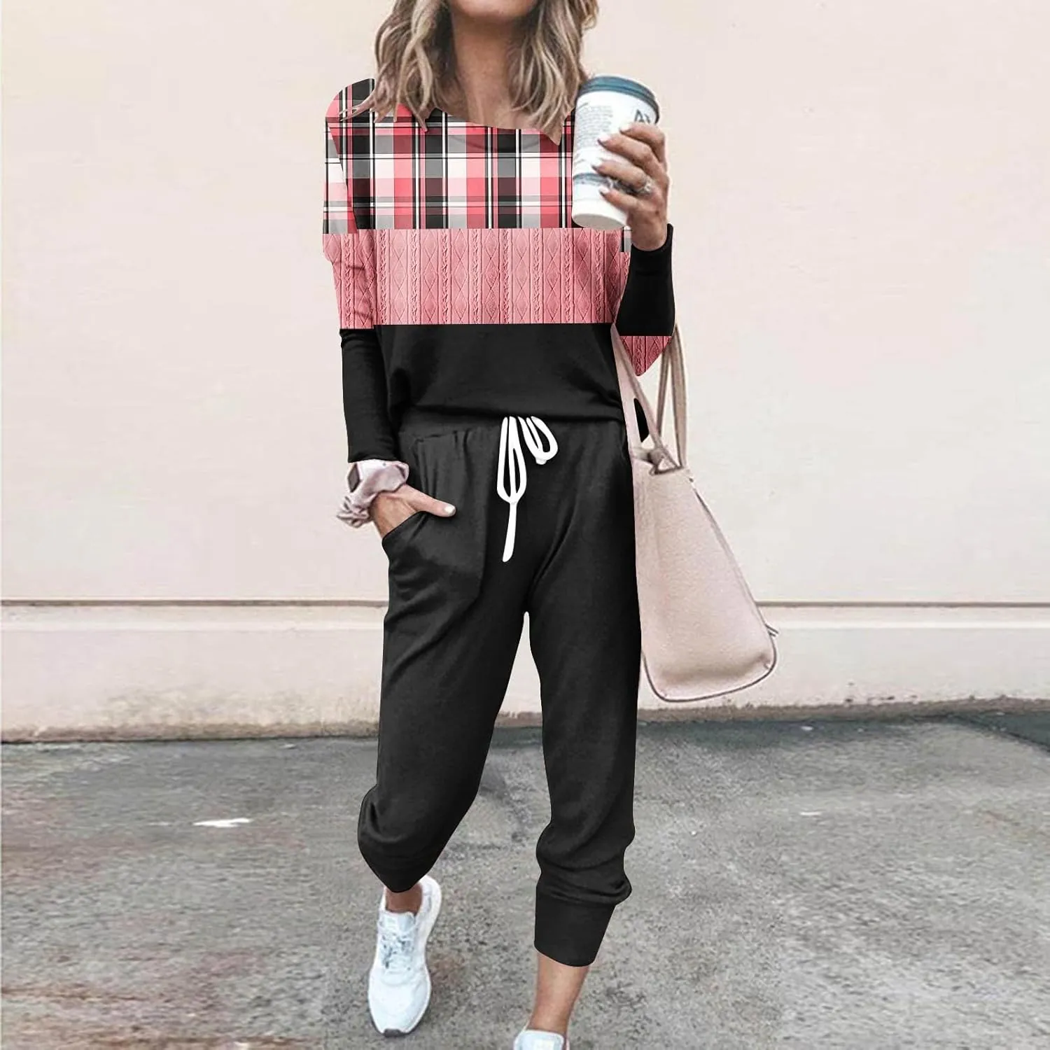Lounge Sets for Women 2025 Crewneck Pullover Top and Long Pants Tracksuit Half Zip Sweatshirt and Wide Leg Sweatpant