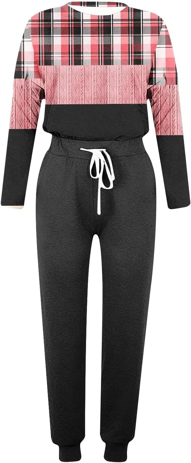 Lounge Sets for Women 2025 Crewneck Pullover Top and Long Pants Tracksuit Half Zip Sweatshirt and Wide Leg Sweatpant