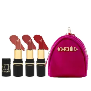 L'OVE CHILD MASABA POCKET MINI LIPSTICK |Lipsticks Set of 3 with Free Travel Pouch,|1.5g Each, Shades for All Skin Tones, Compact & Travel-Friendly Gift Pack