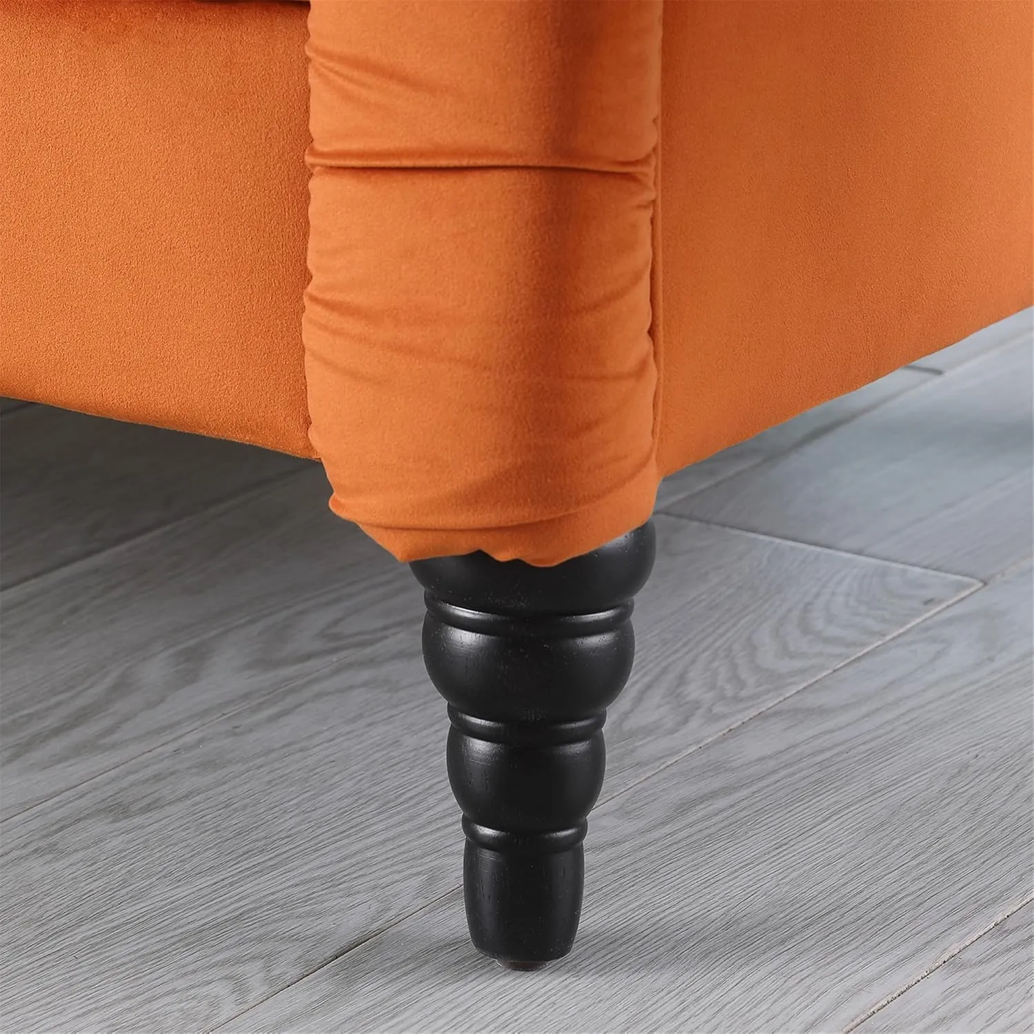 Luxurious Chesterfield Sofa - Exemplary Craftsmanship, Comfortable Seating, Modern Aesthetics - Plush Velvet Upholstery Sofa for Home Office Living Room (Orange 2-Seater Loveseat)