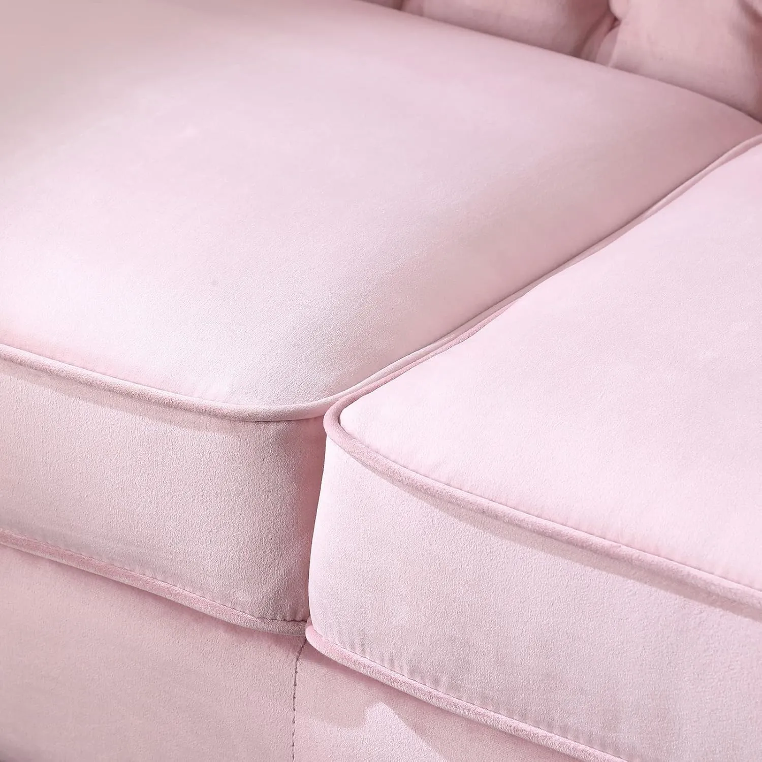 Luxurious Chesterfield Sofa - Exemplary Craftsmanship, Comfortable Seating, Modern Aesthetics - Plush Velvet Upholstery Sofa for Home Office Living Room (Pink 2-Seater Loveseat)