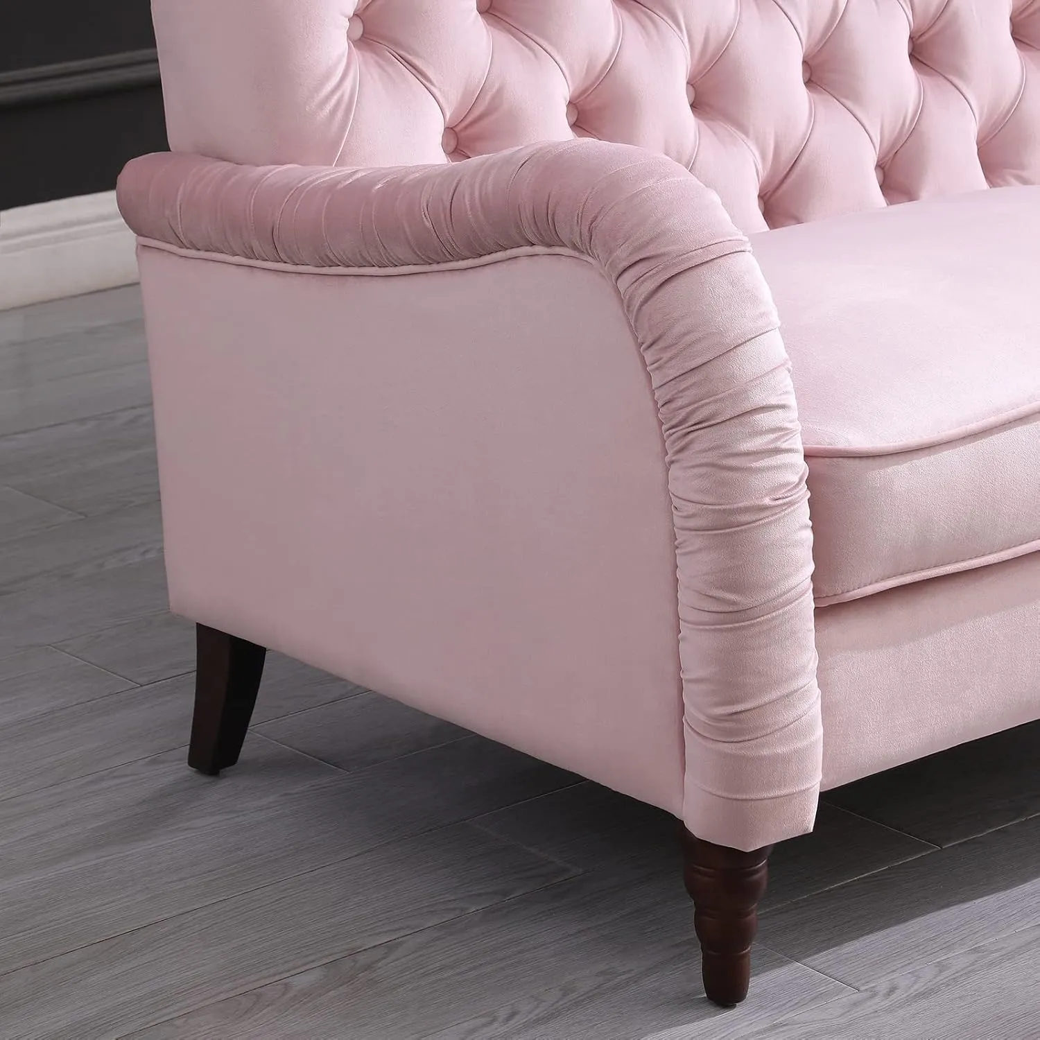 Luxurious Chesterfield Sofa - Exemplary Craftsmanship, Comfortable Seating, Modern Aesthetics - Plush Velvet Upholstery Sofa for Home Office Living Room (Pink 2-Seater Loveseat)