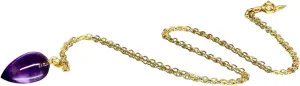 Luxury Necklace14K Solid Gold Acron Shape Purple Pendant February Birthstone Minimalist Crystal Necklace Layering Pendant Wedding Jewelry