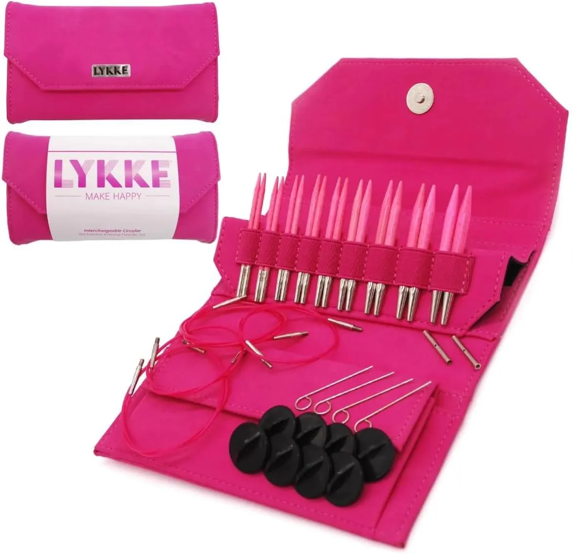 Lykke 3.5" Blush Fuchsia Fabric Pouch Interchangeable Gift Set